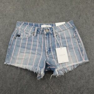 KanCan‎ Women's Denim Shorts Size S Blue Pink Striped High Rise